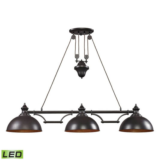 Farmhouse 3-Light Island Light in Oiled Bronze with Matching Shade - Includes LED Bulbs ELK Lighting | Ceiling Lamps | Modishstore