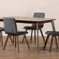 Baxton Studio Sugar Mid-Century Modern Dark Grey Fabric Upholstered Walnut Wood Finished 5-Piece Dining Set | Dining Sets | Modishstore - 3