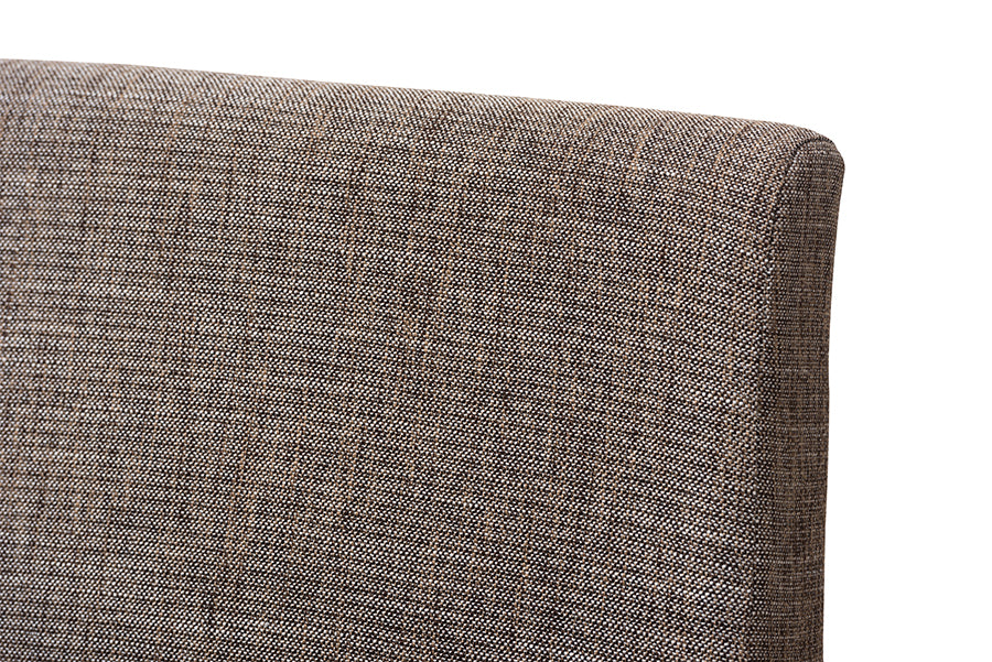 Baxton Studio Nexus Mid-Century Modern Gravel Fabric Upholstered and Walnut Brown Finished Wood 5-Piece Dining Set | Dining Sets | Modishstore - 8