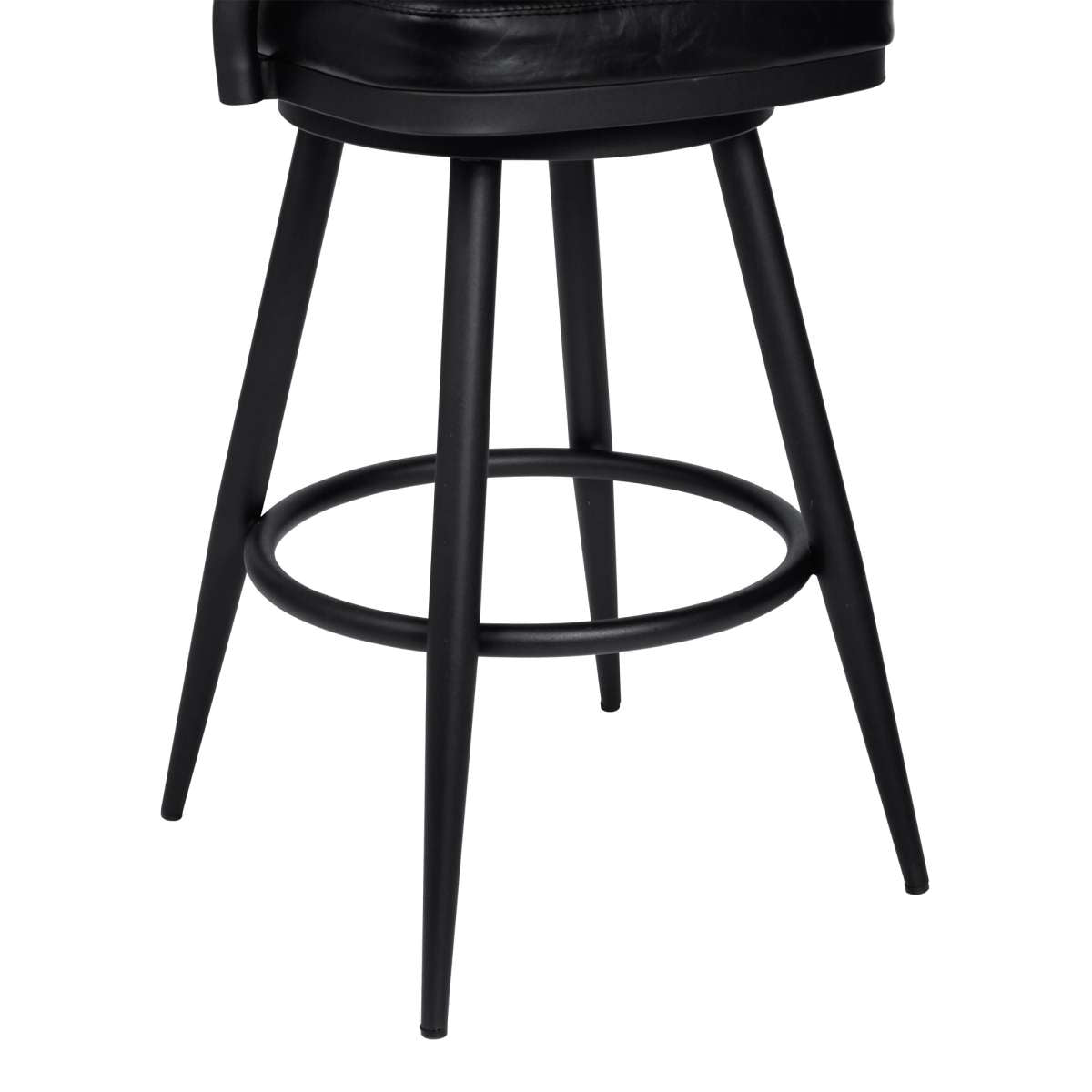 Amador 30" Bar Height Barstool in a Black Powder Coated Finish and Vintage Black Faux Leather By Armen Living | Bar Stools | Modishstore - 4