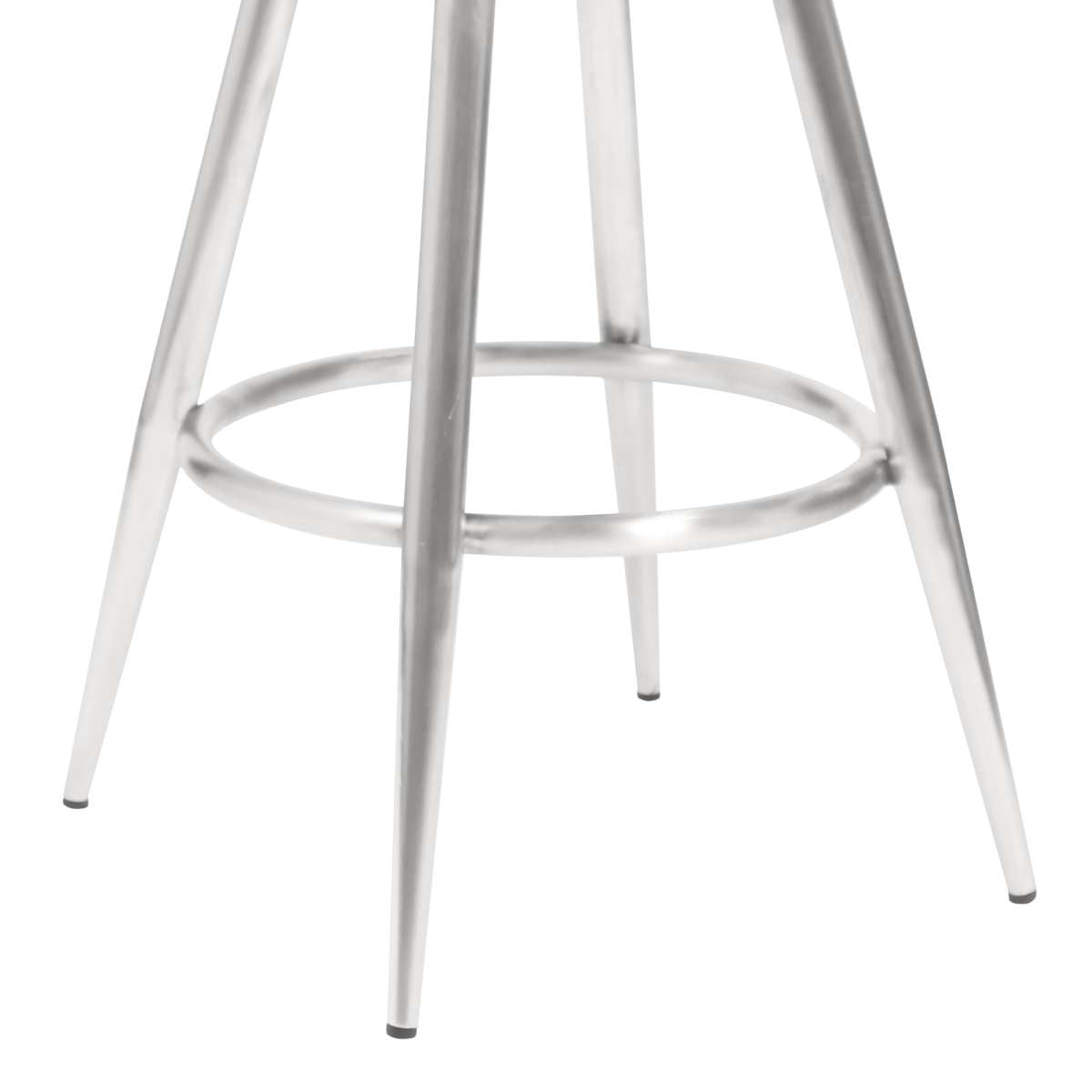 Amador 26" Counter Height Barstool in Brushed Stainless Steel and Vintage Gray Faux Leather By Armen Living | Bar Stools | Modishstore - 4