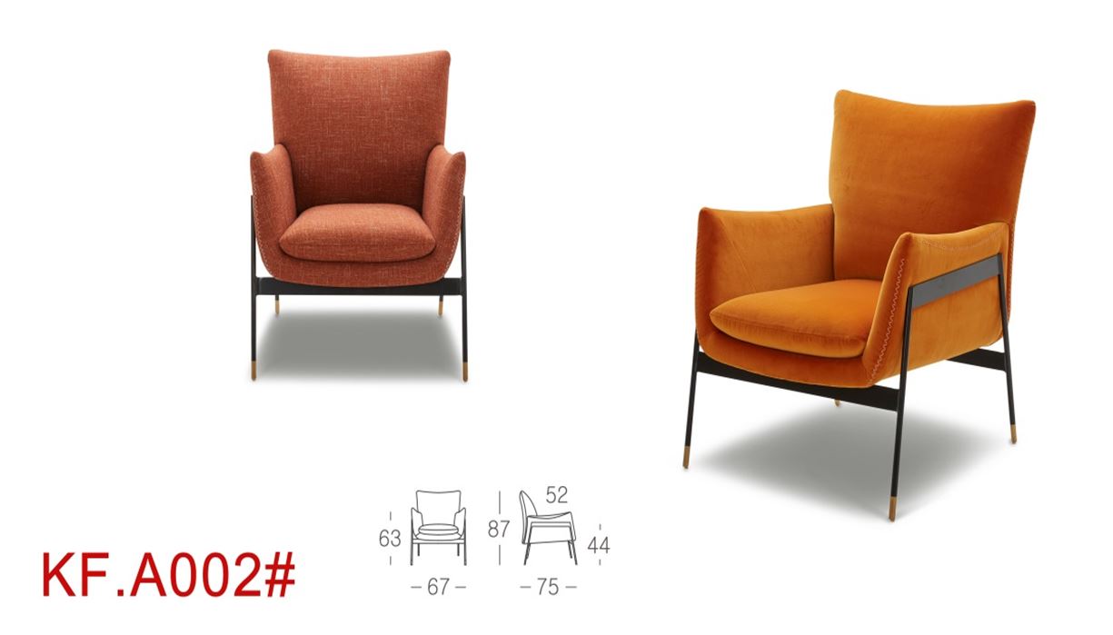 Divani Casa Joseph Modern Orange Fabric Accent Chair-3