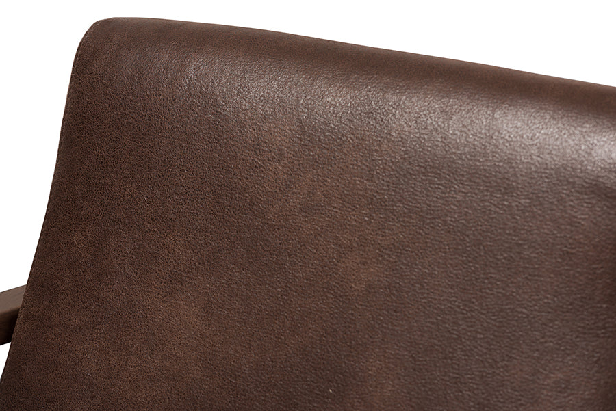 Baxton Studio Bianca Mid-Century Modern Dark Brown Lounge Chair And Ottoman Set | Lounge Chairs | Modishstore - 7