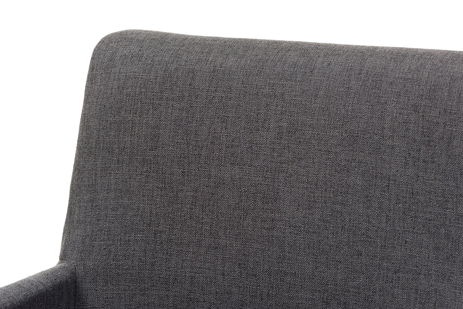 Baxton Studio Dorina Mid-Century Modern Dark Grey Fabric Upholstered and Walnut Brown Finished Wood 5-Piece Dining Set | Dining Sets | Modishstore - 8