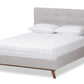 baxton studio valencia mid century modern greyish beige fabric queen size platform bed | Modish Furniture Store-2