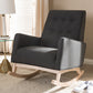 Baxton Studio Marlena Mid-Century Modern Dark Grey Fabric Upholstered Whitewash Wood Rocking Chair | Rocking Chairs | Modishstore - 3