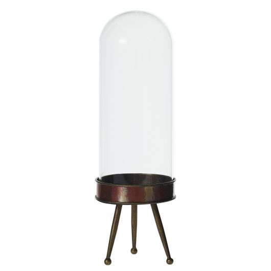 Historic Glass & Golden Cloche Stand/ Terrarium -By Accent Decor | Glass Terrariums | Modishstore - 3