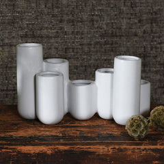 Luna Ceramic Bud Vase Cluster - Matte White - Set Of 3 By HomArt
