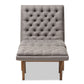 baxton studio annetha mid century modern grey fabric upholstered walnut finished wood chair and ottoman set | Modish Furniture Store-3