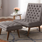 Baxton Studio Annetha Mid-Century Modern Grey Fabric Upholstered Walnut Finished Wood Chair And Ottoman Set | Modishstore | Lounge Chairs