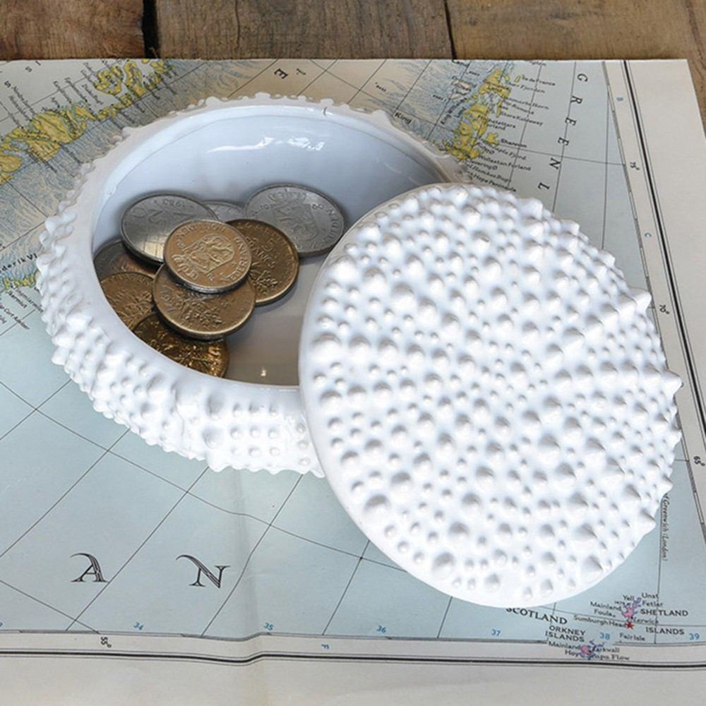 HomArt Urchin Ceramic Box - White - Set of 4-5