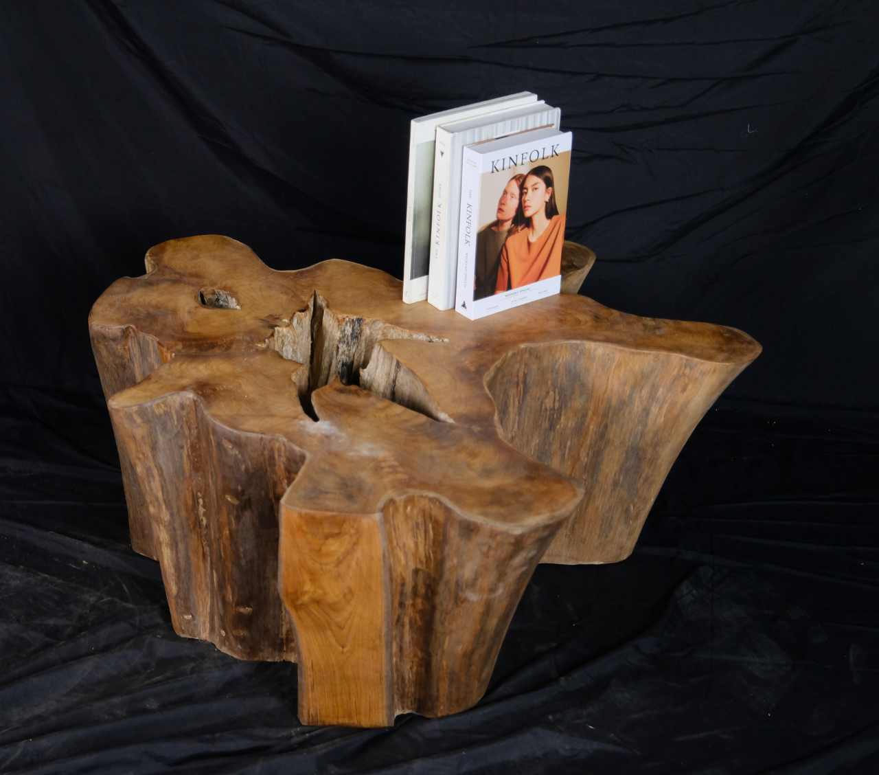 Old Teak Tree Slab Coffee Table-Hollow Center by Artisan Living | Coffee Tables | Modishstore-3