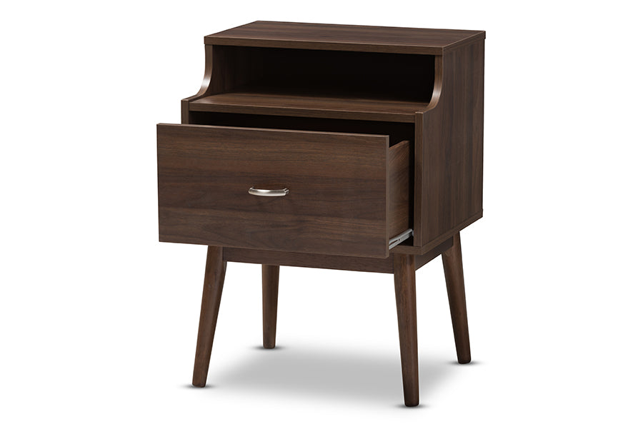 baxton studio disa mid century modern walnut brown finished nightstand | Modish Furniture Store-3