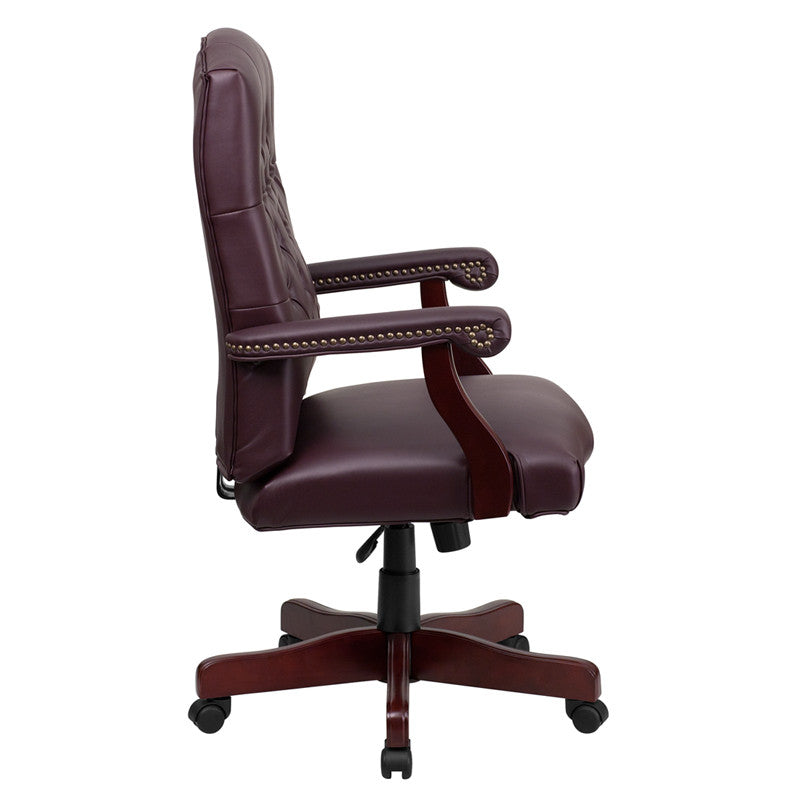Flash Furniture Martha Washington Burgundy Leather Executive Swivel Office Chair | Office Chairs | Modishstore - 4