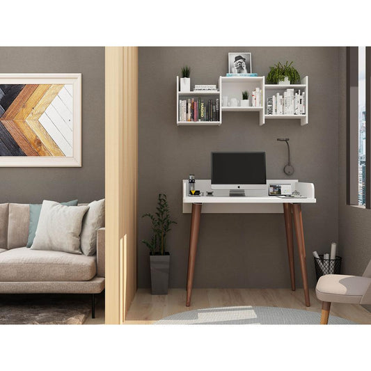 Hampton 35.43 Home Office Desk in White By Manhattan Comfort | Desks | Modishstore
