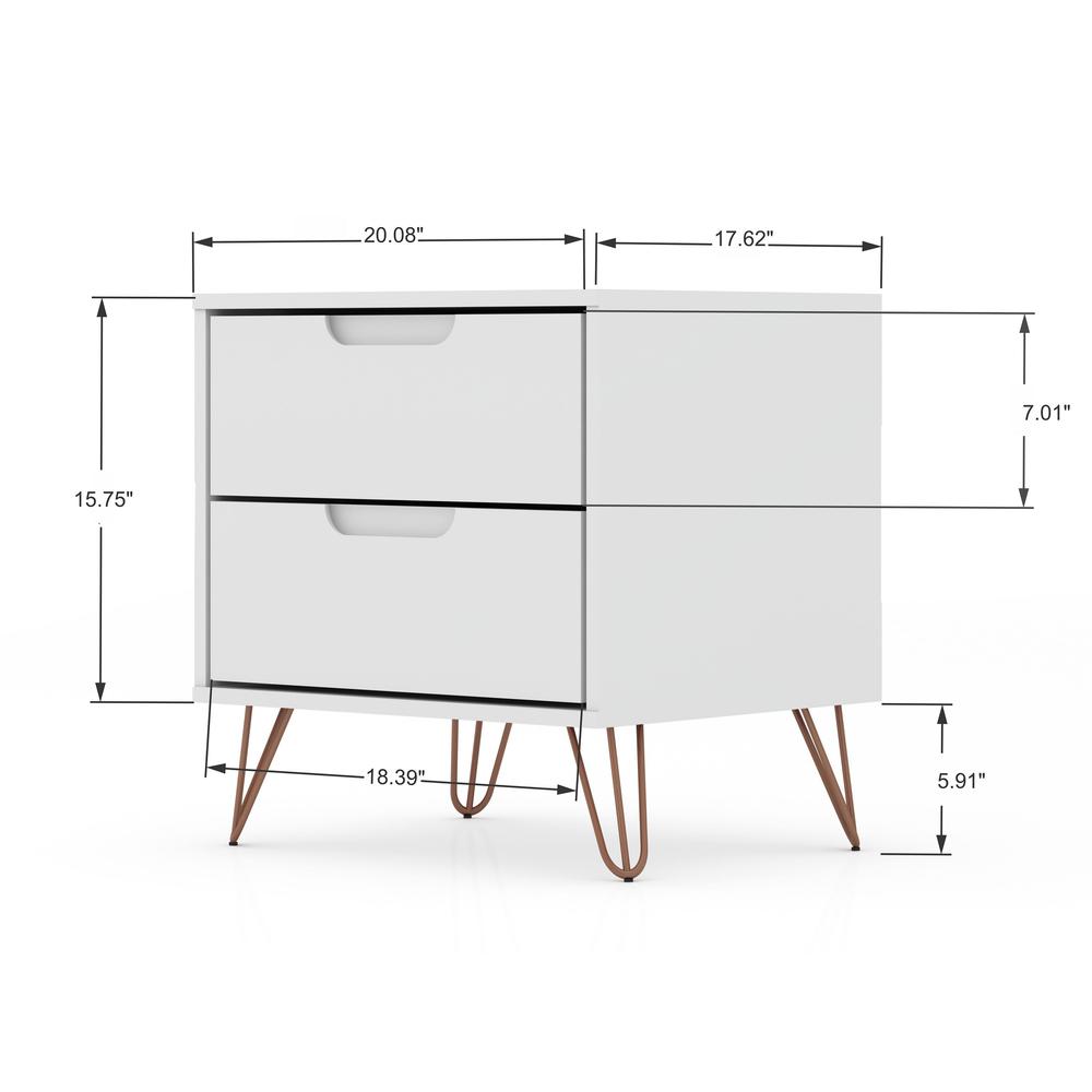 Rockefeller Tall 5- Dresser and 2-Drawer Nightstand in White By Manhattan Comfort | Dressers | Modishstore - 3