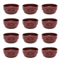 Daily Mendi 12 Large Dinner Soup  16.91 oz. Bowls  in Maroon Red By Manhattan Comfort