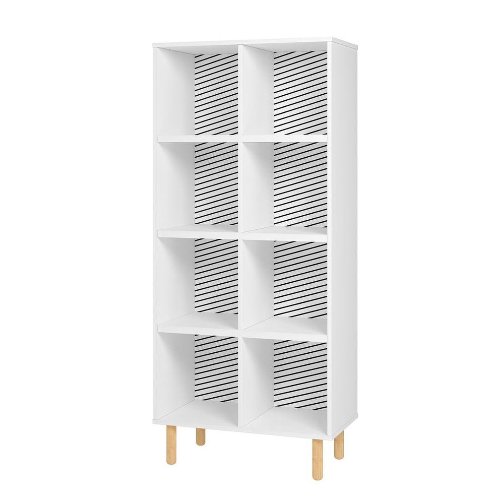 Essex 60.23 Double Bookcase with 8 Shelves in White and Zebra By Manhattan Comfort | Shelves & Shelving Units | Modishstore - 4
