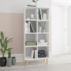 Essex 60.23 Double Bookcase with 8 Shelves in White and Zebra By Manhattan Comfort