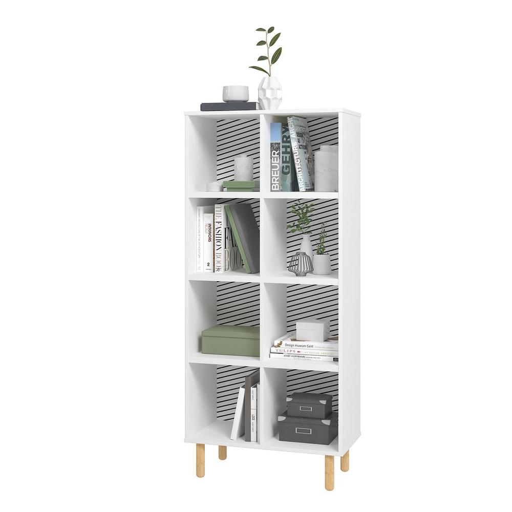 Essex 60.23 Double Bookcase with 8 Shelves in White and Zebra By Manhattan Comfort | Shelves & Shelving Units | Modishstore - 2