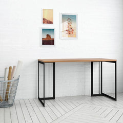 Lexington 53.15 Desk with Metal Base in Maple Cream By Manhattan Comfort