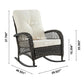 Furttuo Steel Rattan Outdoor Rocking Chair with Cushions in Cream By Manhattan Comfort | Rocking Chairs | Modishstore - 3