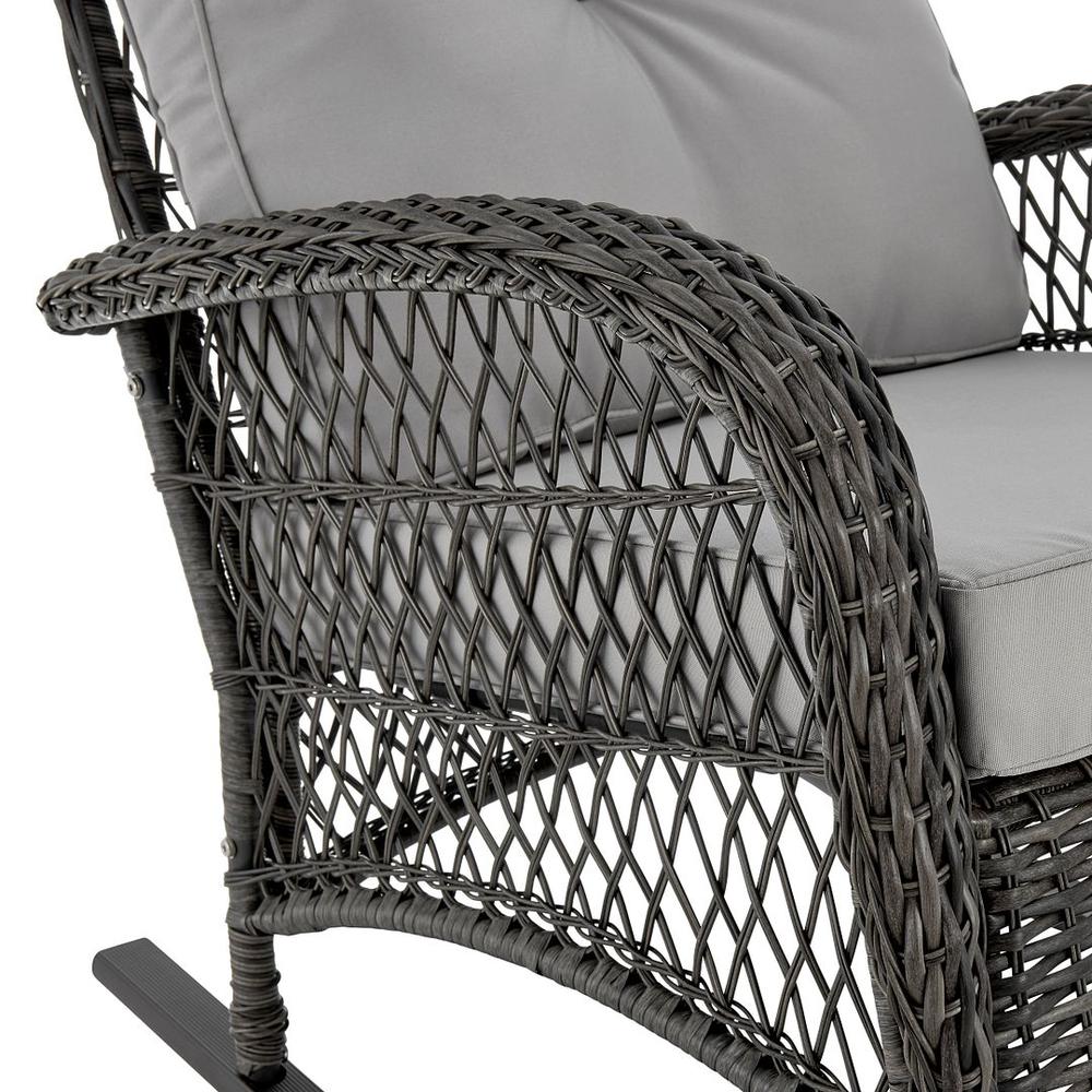Furttuo Steel Rattan Outdoor Rocking Chair with Cushions in Cream By Manhattan Comfort | Rocking Chairs | Modishstore - 10
