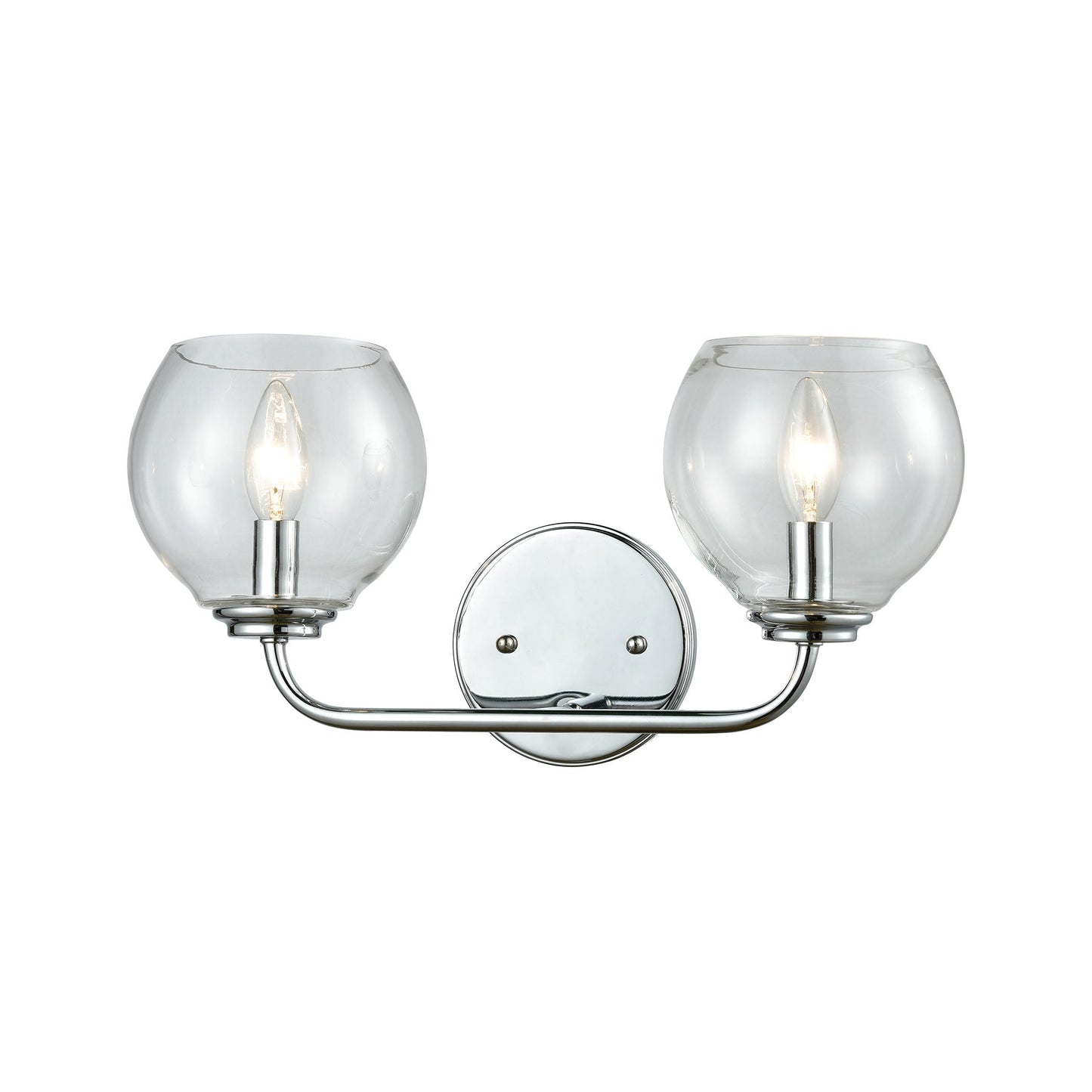 Emory 2-Light Vanity Lamp in Polished Chrome with Clear Blown Glass ELK Lighting | Vanity Light | Modishstore