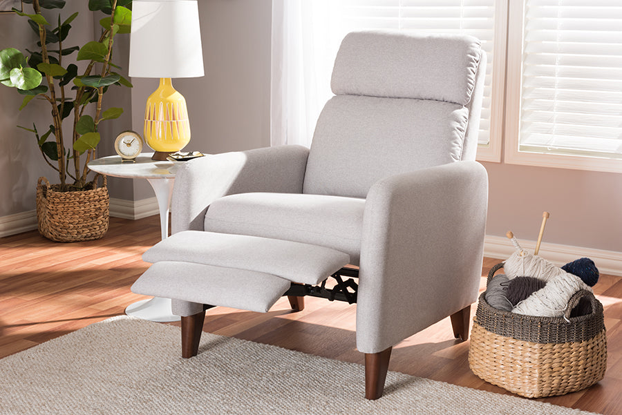 Baxton Studio Casanova Mid-century Modern Light Grey Fabric Upholstered Lounge Chair | Lounge Chairs | Modishstore - 2