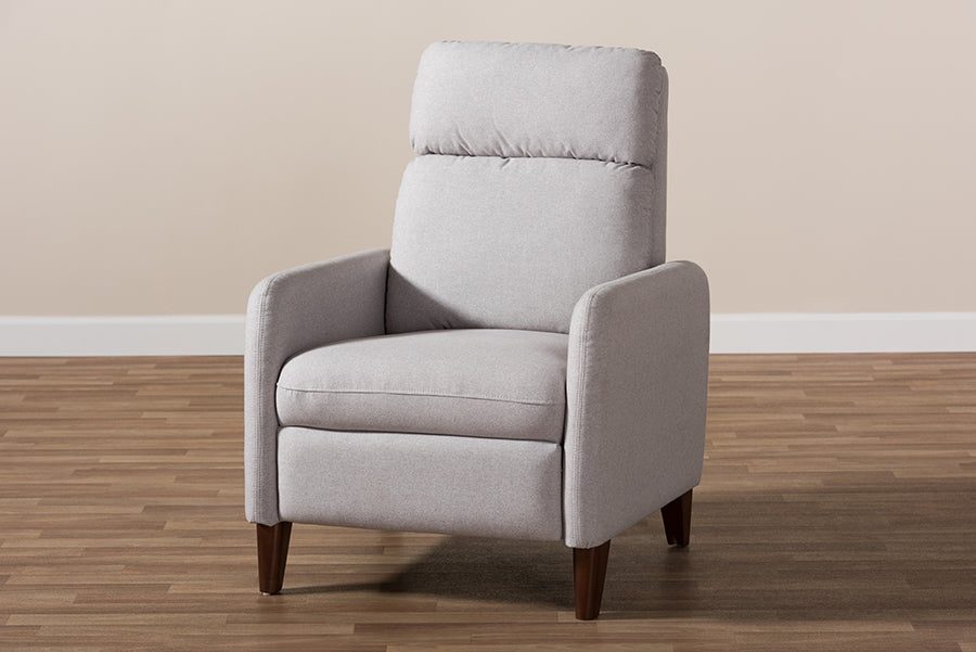 Baxton Studio Casanova Mid-century Modern Light Grey Fabric Upholstered Lounge Chair | Lounge Chairs | Modishstore - 4