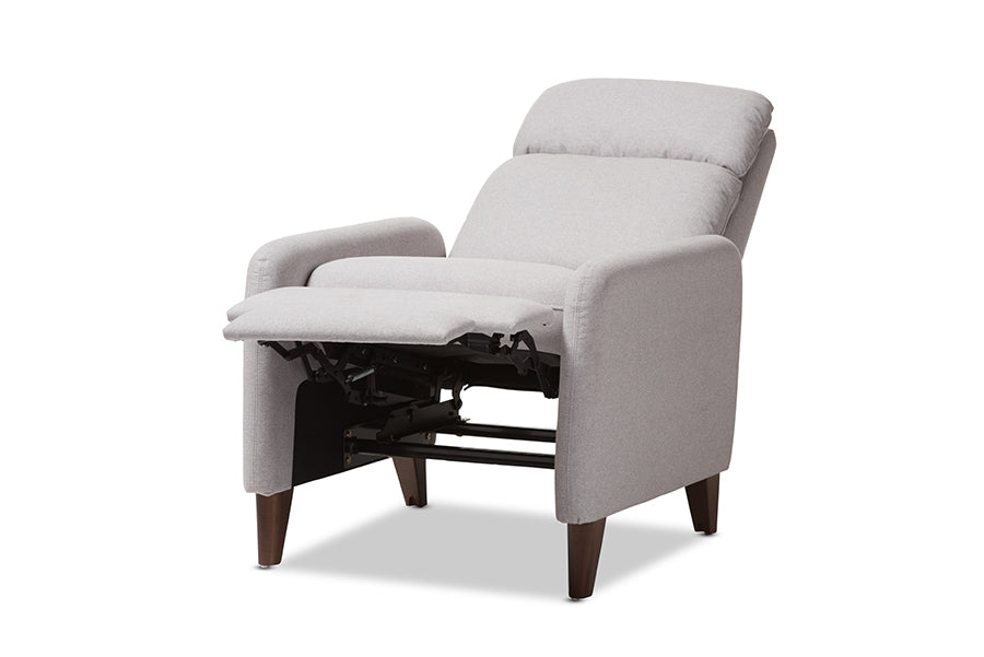 Baxton Studio Casanova Mid-century Modern Light Grey Fabric Upholstered Lounge Chair | Lounge Chairs | Modishstore - 9