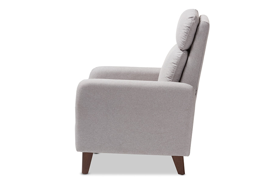 Baxton Studio Casanova Mid-century Modern Light Grey Fabric Upholstered Lounge Chair | Lounge Chairs | Modishstore - 7