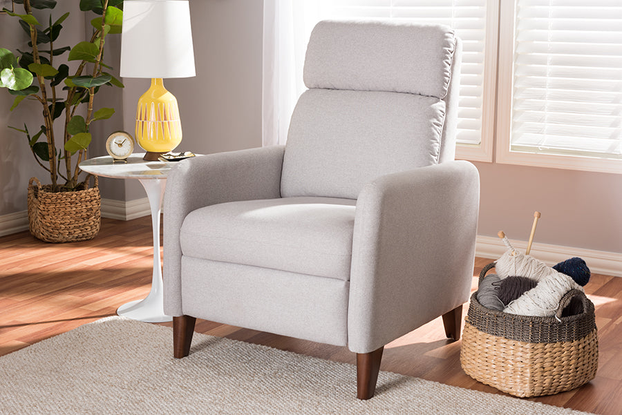 Baxton Studio Casanova Mid-century Modern Light Grey Fabric Upholstered Lounge Chair | Lounge Chairs | Modishstore - 3