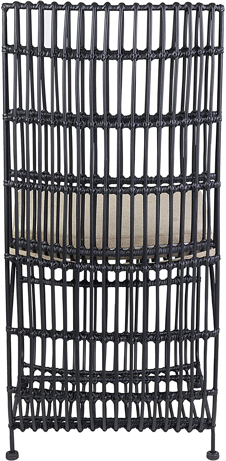 Marvel Dining Chair, Black Rattan & Iron Set of 2 by Jeffan | Dining Chairs | Modishstore - 4