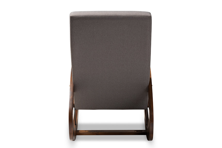 Baxton Studio Kaira Modern and Contemporary Gray Fabric Upholstered and Walnut-Finished Wood Rocking Chair | Rocking Chairs | Modishstore - 6