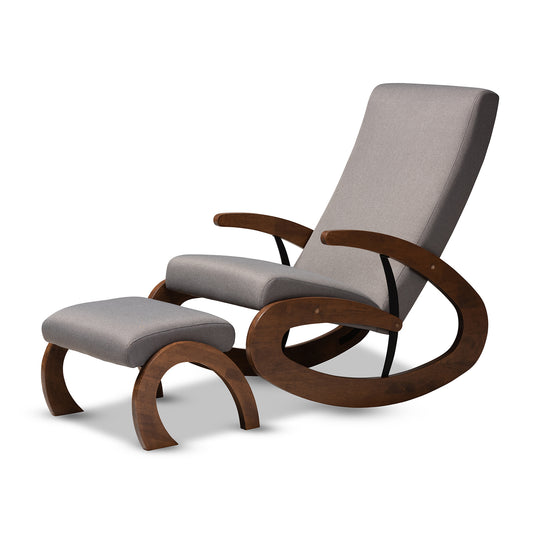 Baxton Studio Kaira Modern 2-Piece Gray Rocking Chair and Ottoman Set | Rocking Chairs | Modishstore