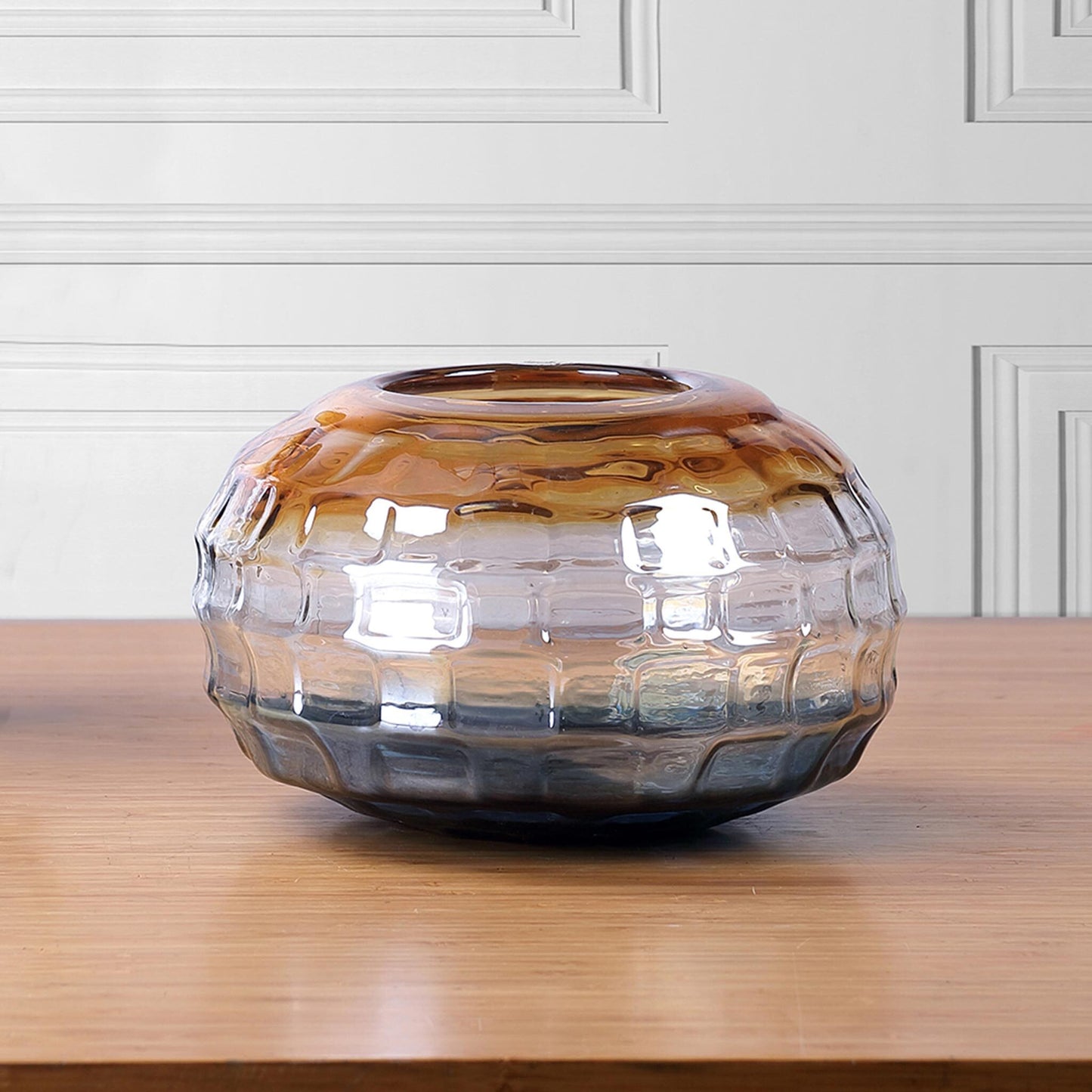 Short Blue and Gold Glass Vase By SPI HOME | Vases | Modishstore