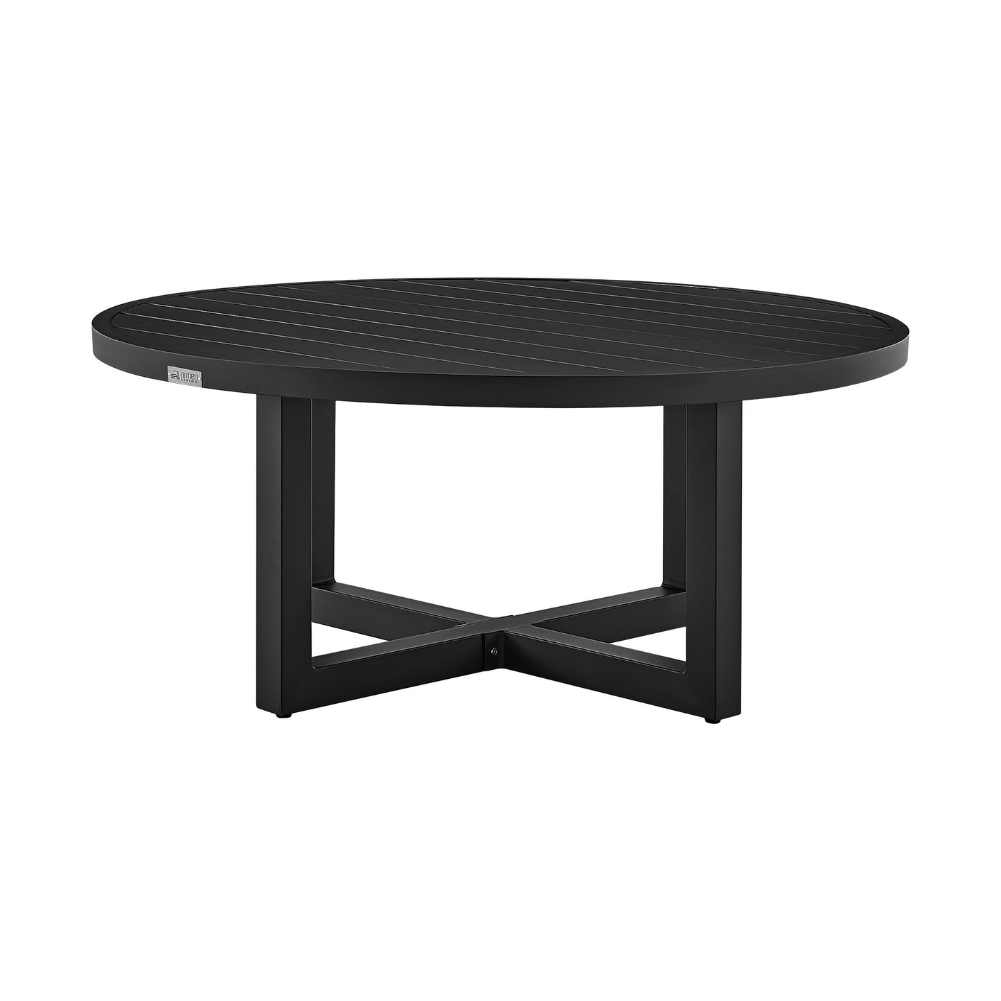 Argiope Outdoor Patio Round Coffee Table in Black Aluminum  By Armen Living | Outdoor Tables | Modishstore - 2