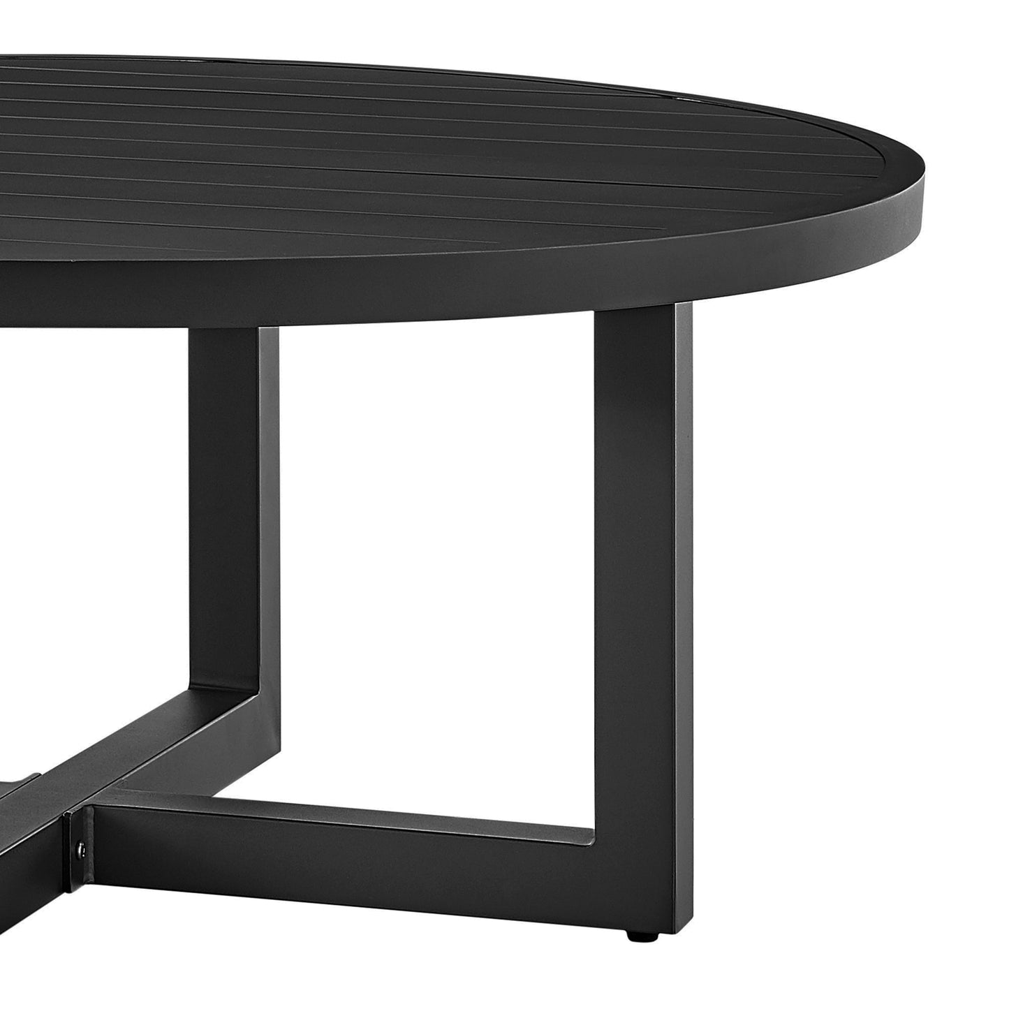 Argiope Outdoor Patio Round Coffee Table in Black Aluminum  By Armen Living | Outdoor Tables | Modishstore - 4
