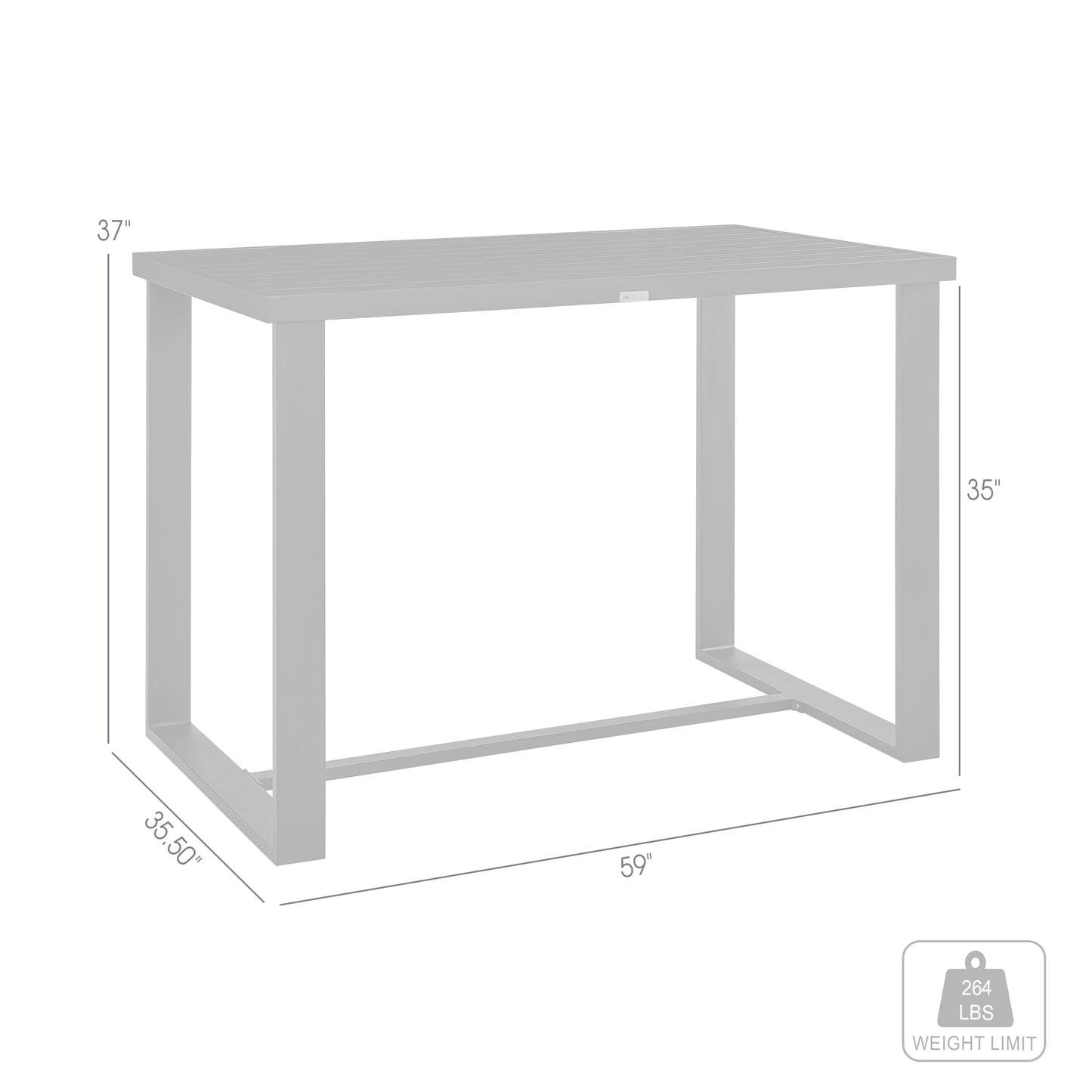 Felicia Outdoor Patio Counter Height Dining Table in Black Aluminum By Armen Living | Bar Tables | Modishstore - 7