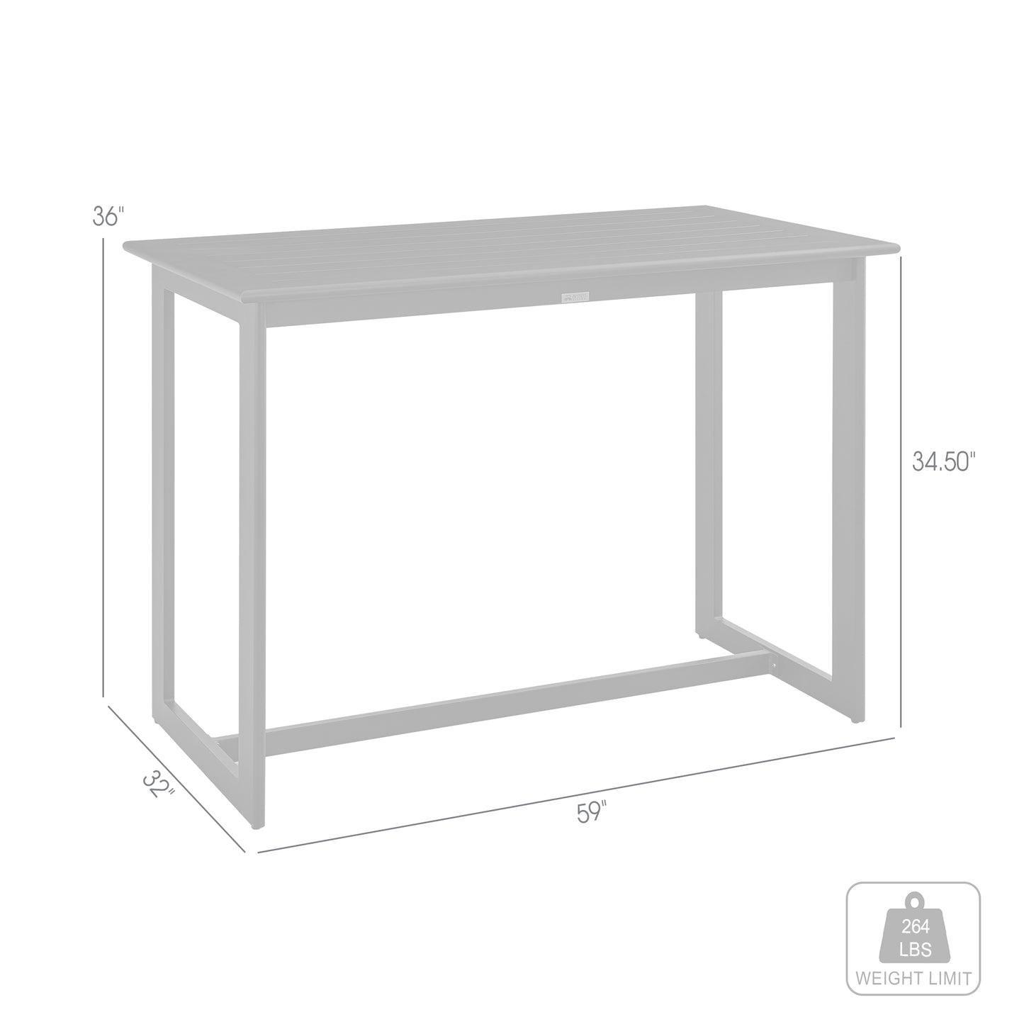 Grand Outdoor Patio Counter Height Dining Table in Black Aluminum By Armen Living | Bar Tables | Modishstore - 6