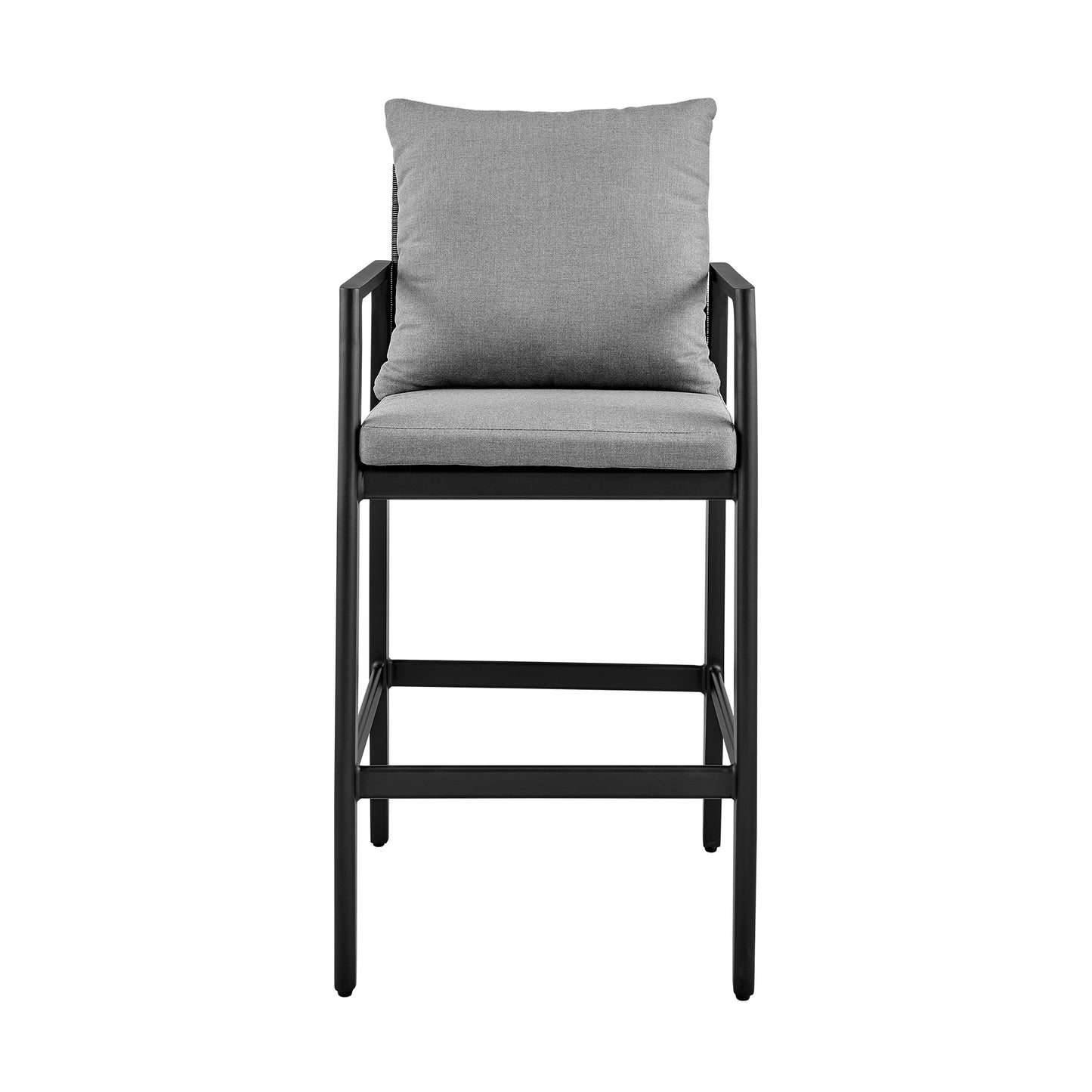 Grand Outdoor Patio Counter Height Bar Stool in Aluminum with Grey Cushions By Armen Living | Bar Stools | Modishstore - 4