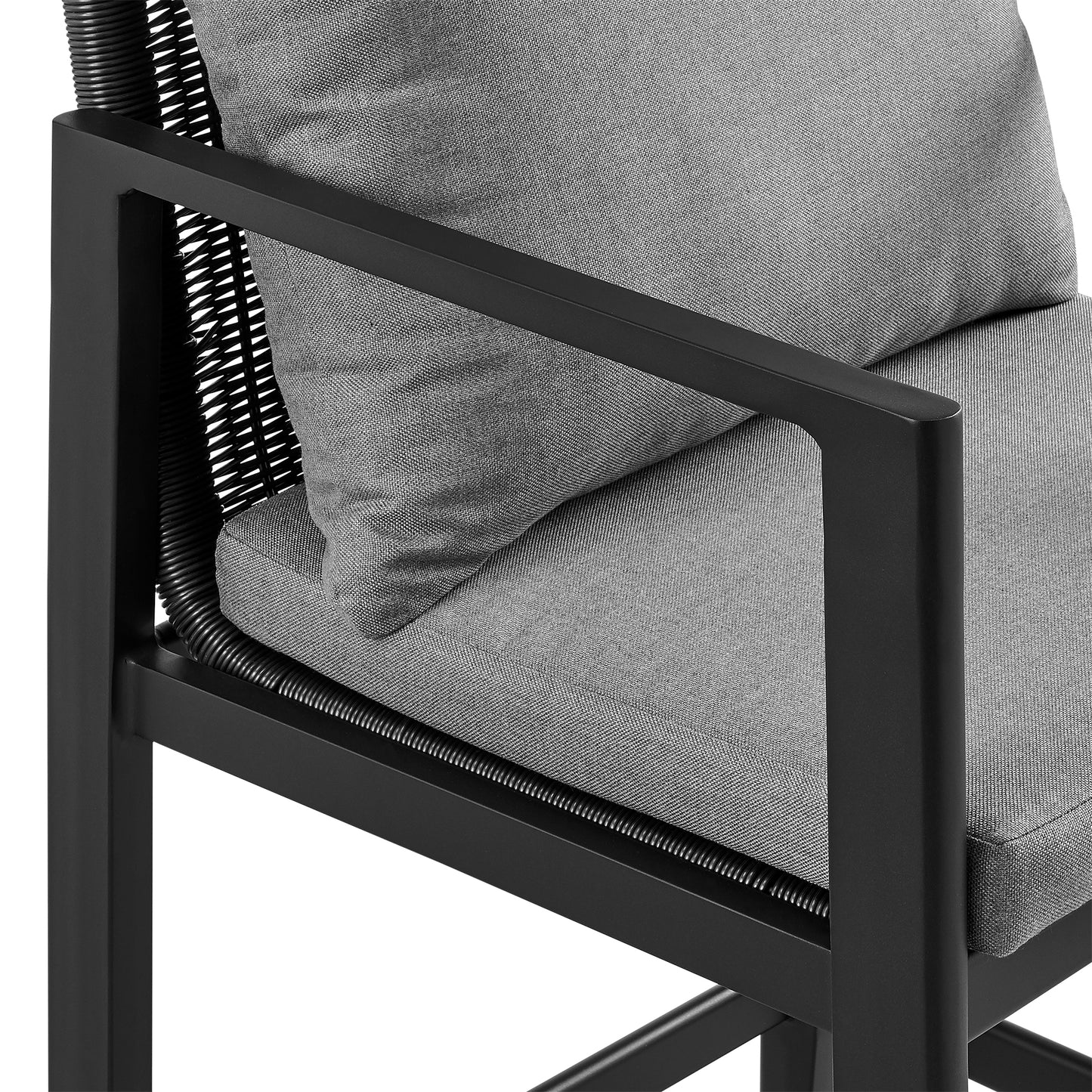Grand Outdoor Patio Counter Height Bar Stool in Aluminum with Grey Cushions By Armen Living | Bar Stools | Modishstore - 8
