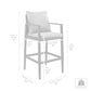 Grand Outdoor Patio Counter Height Bar Stool in Aluminum with Grey Cushions By Armen Living | Bar Stools | Modishstore - 10