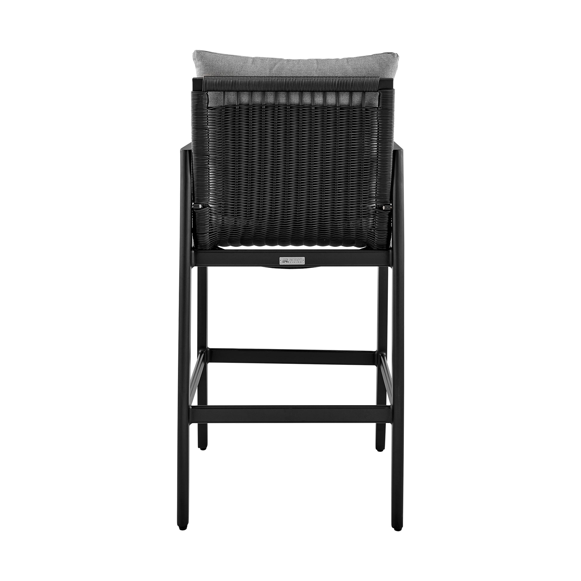 Grand Outdoor Patio Bar Stool in Aluminum with Grey Cushions By Armen Living | Bar Stools | Modishstore - 7
