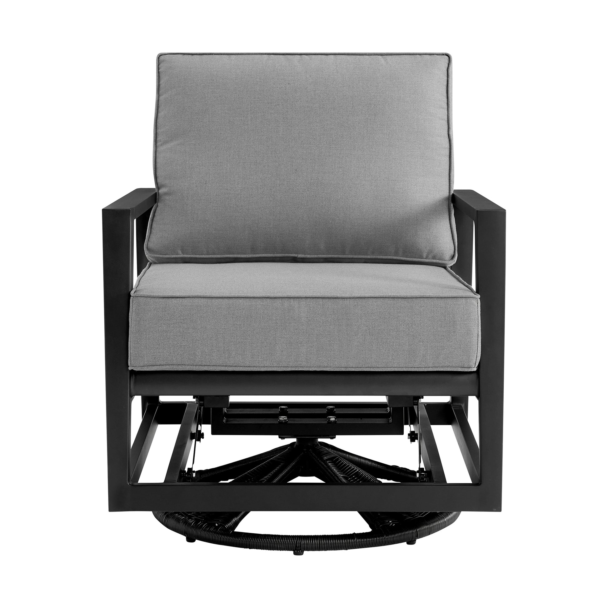 Grand Black Aluminum Outdoor Swivel Glider Chair with Dark Gray Cushions By Armen Living | Outdoor Chairs | Modishstore - 4