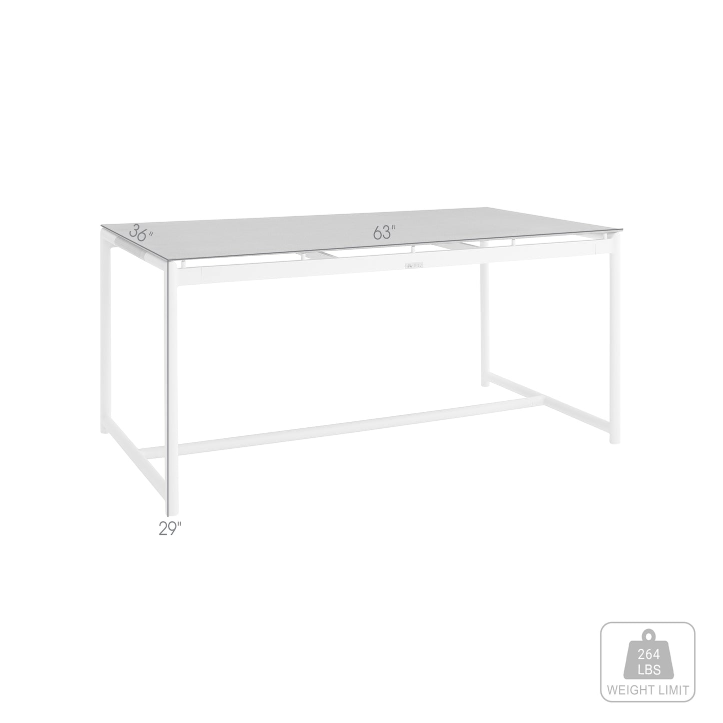 Royal White Aluminum and Teak Outdoor Dining Table with Stone Top By Armen Living | Outdoor Tables | Modishstore - 8