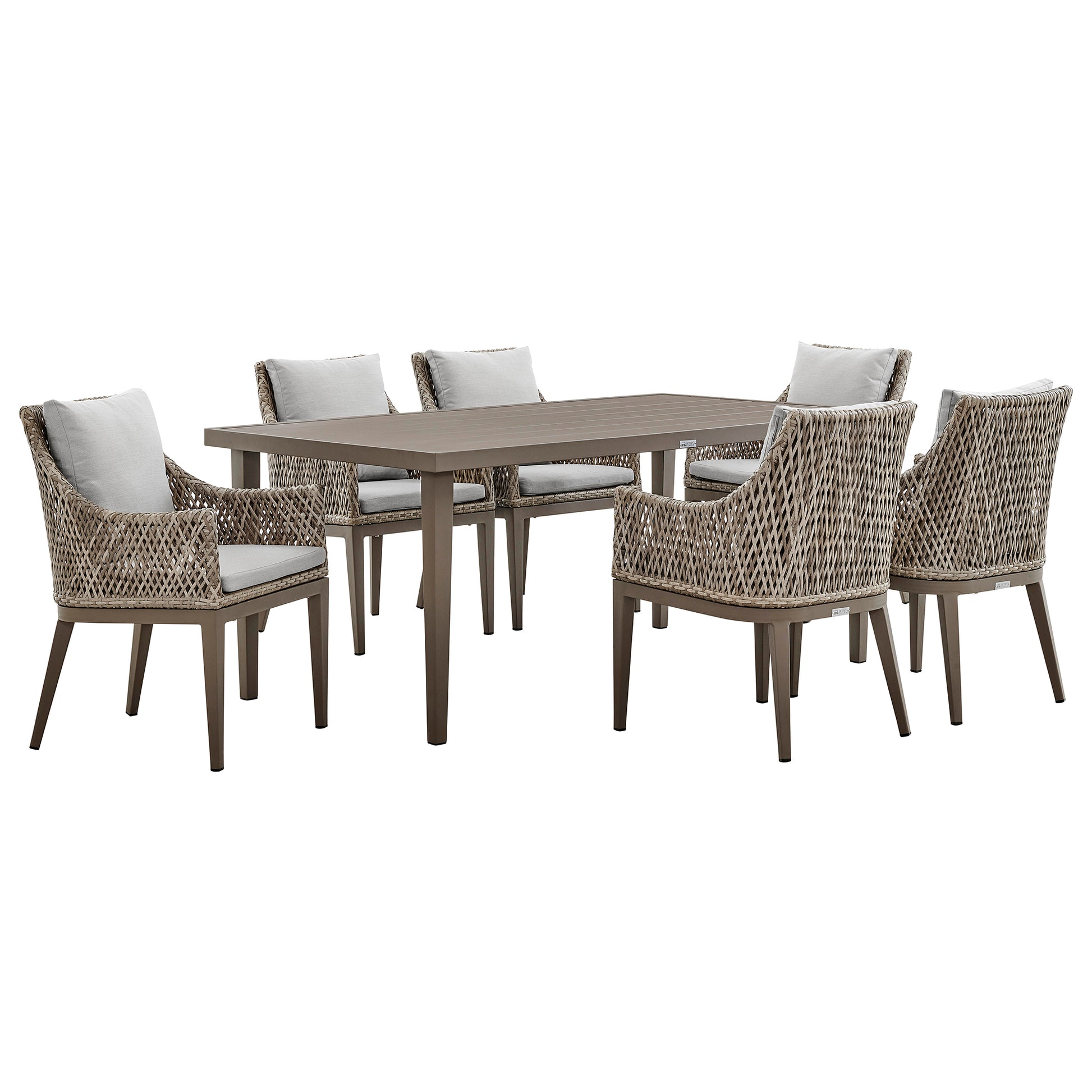 Silvana 7 Piece Gray Aluminum Outdoor Dining Set with Gray Fabric By Armen Living | Outdoor Dining Sets | Modishstore - 2