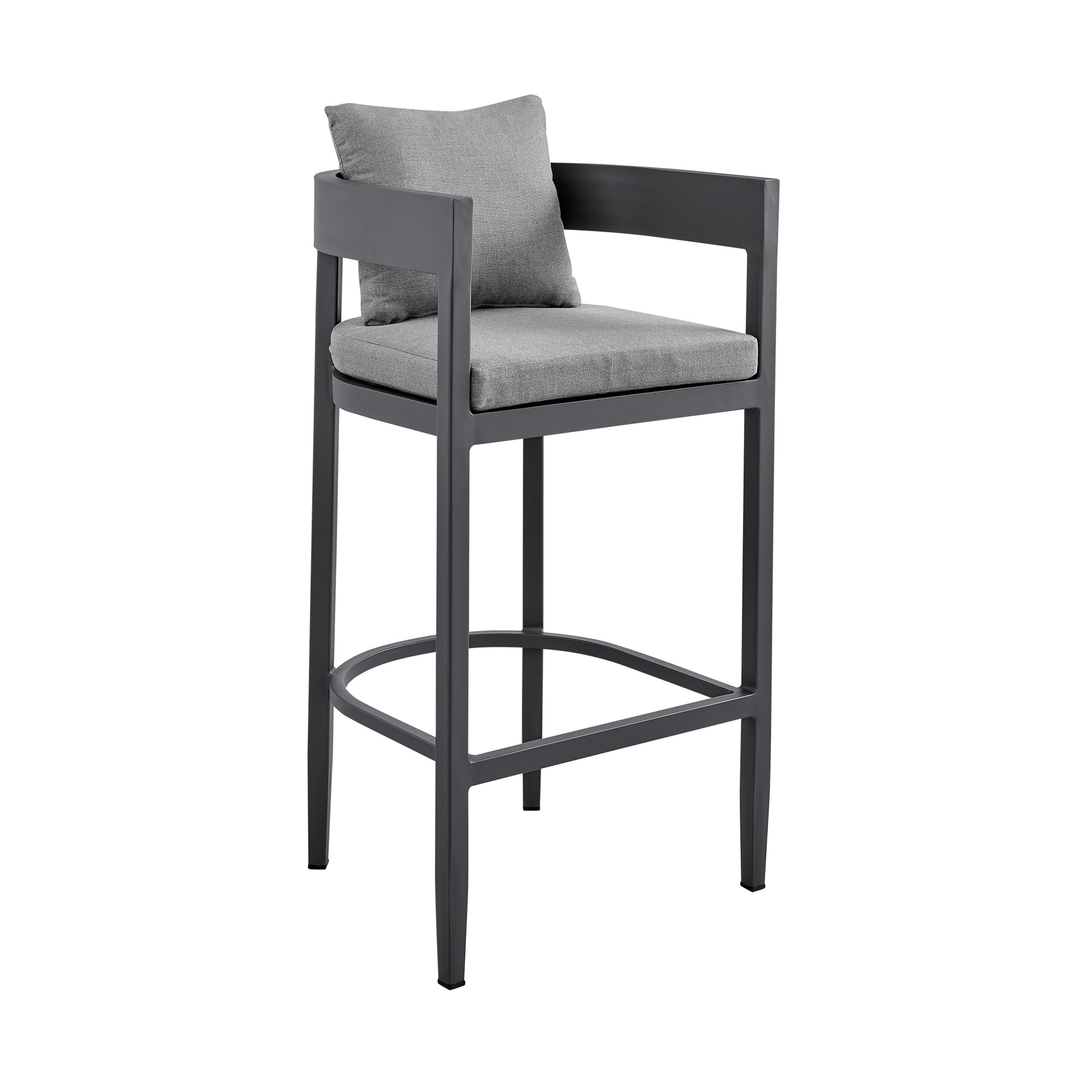 Argiope Outdoor Patio Bar Stool in Aluminum with Grey Cushions By Armen Living | Bar Stools | Modishstore - 2