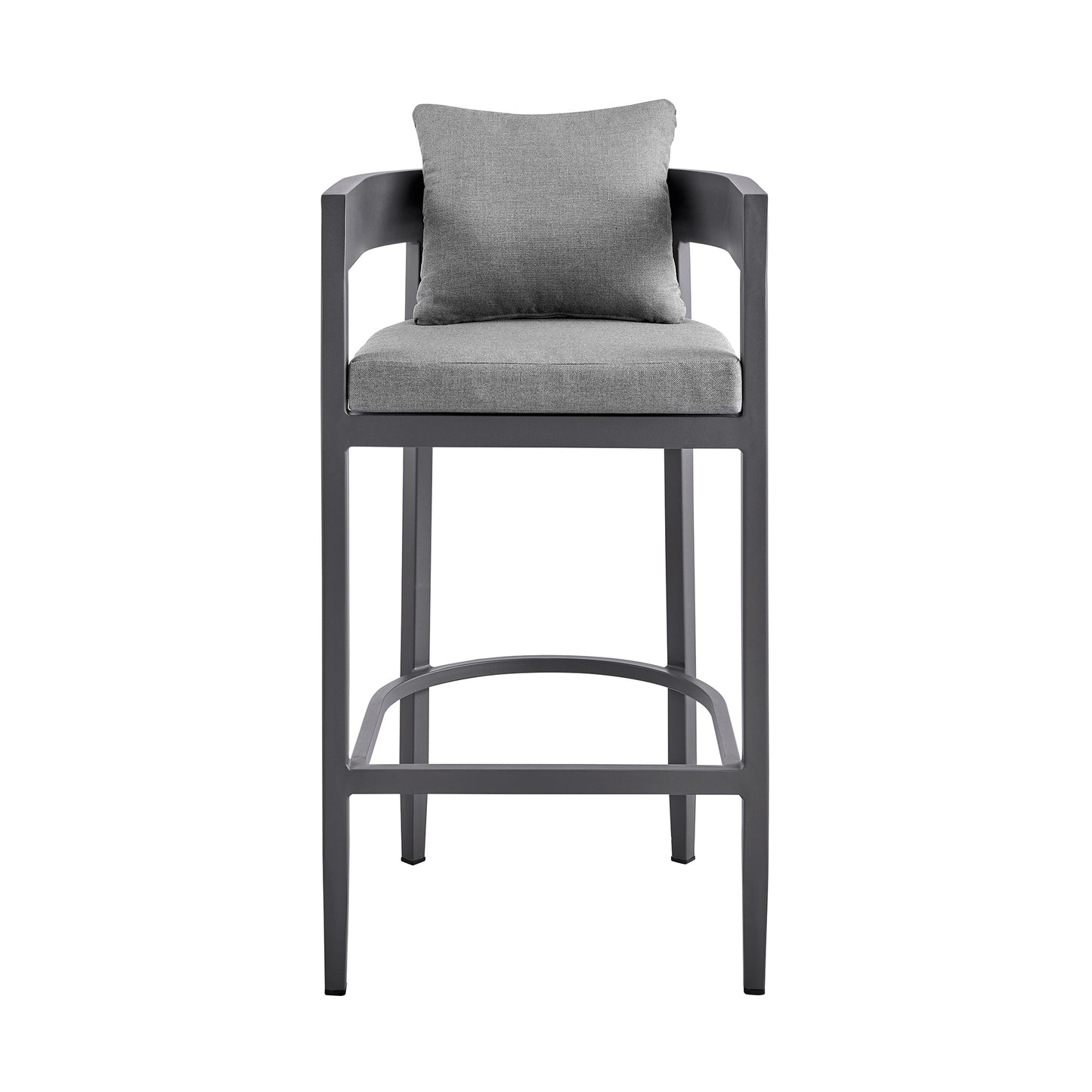 Argiope Outdoor Patio Bar Stool in Aluminum with Grey Cushions By Armen Living | Bar Stools | Modishstore - 4